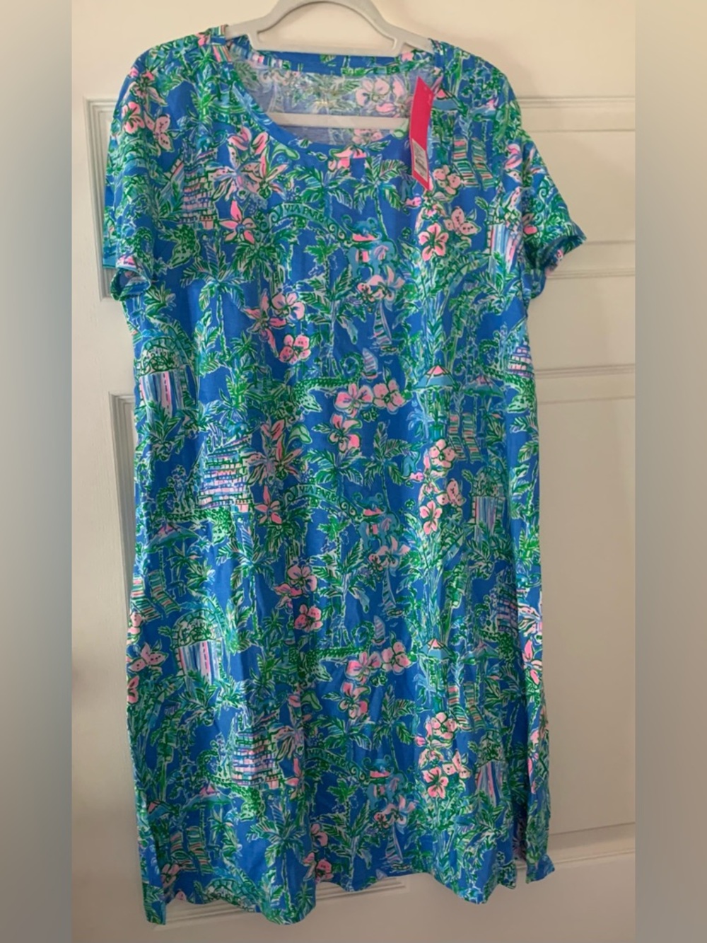 Lilly Pulitzer Blue Floral Shift Dress w/Pink and Green Accents Cody dress NWT